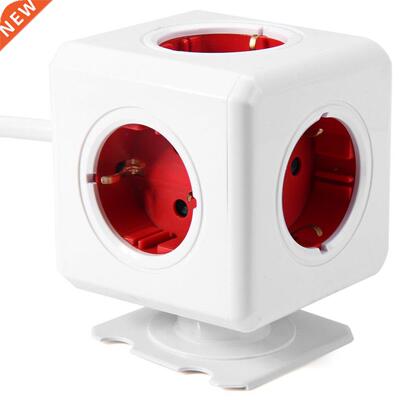 Extended PowerCube Socket EU DE Plug 5 Outlets Adapter with