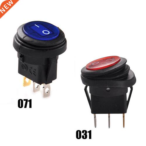 1 PC  Red LED Round 12V 3pin On/Off Rocker Switch Waterproof