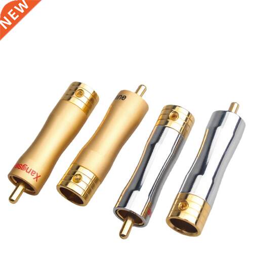 4Pcs H-end Pure Copper RCA Plug Gold / Nckel Plated Shell