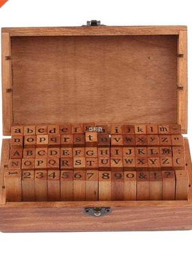 Wooden Stamps AlPhaBet Digital Letters Seal 70 Pcs Handwrite