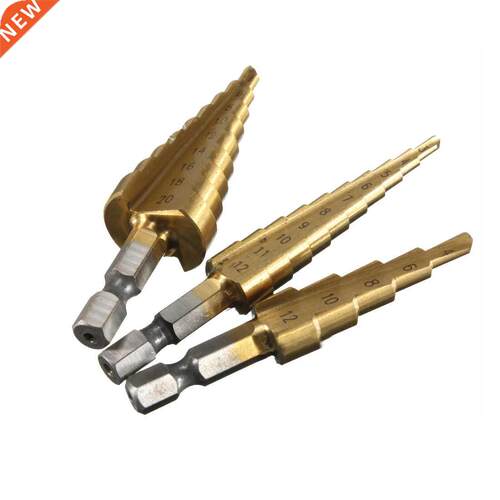 3pcs HSS Titanium Coated Step Drill Bit for Metal 3-12mm 4-1