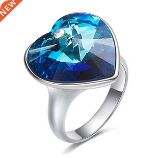 Jewellery Ring Woman Embellished with Blue Crystals Wedding