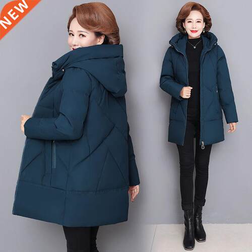 Hooded Thick Down Jacket Female 2021 New Middle Aged Mother