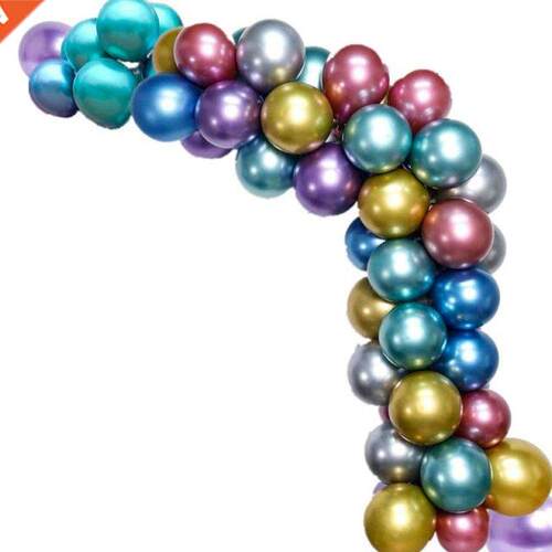 100 PCS Metallic Latex Balloons,12 Inch Multicolored Chrome