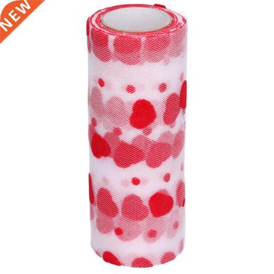 10 Yards Red Heart Shaped Pattern Packaging Ribbon Tulle Rol