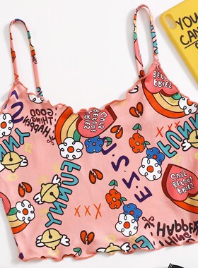 Women's Tank Tops Print Sleeveless Short Camisole y2k Summer