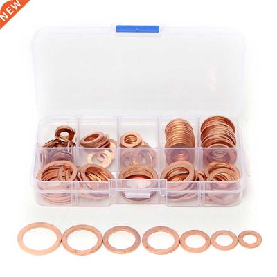 120 Pieces Washers Solid Copper Gaskets Sump Plug Assorted