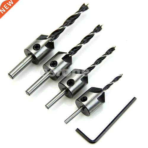 4pcs HSS 5 Flute Countersink Bit Set Reamer Chamfer 3mm-6mm