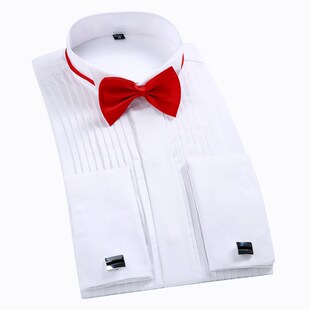 White Men Tuxedo Shirt Regualr Fit Plus Size French Cufflink