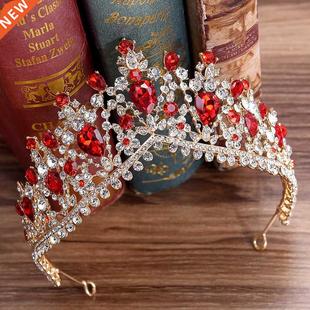 Red Crystal Crown Newest Bridal European Headwear Wed Design