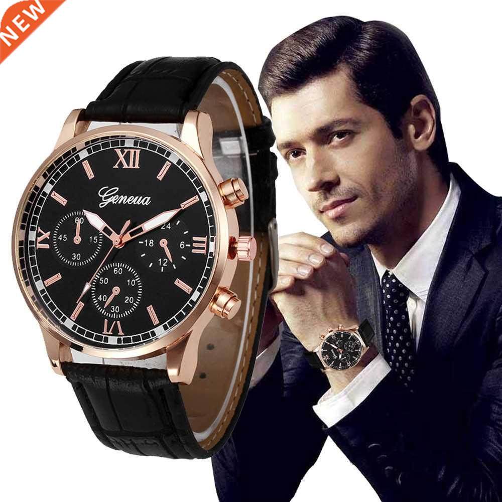 luxurious retro design leather band analog alloy quartz wri