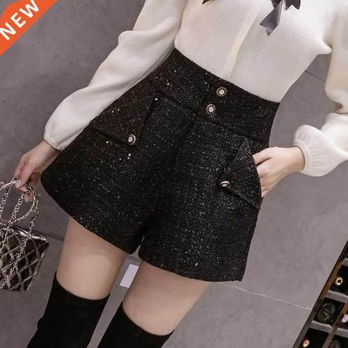 Autumn High Quality New Women Spring Winter Woolen Shorts Wo