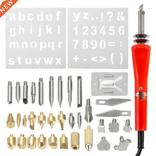 37Pcs EU Plug Wood Iron Pen Wood burning Tool Kit Craft Carv
