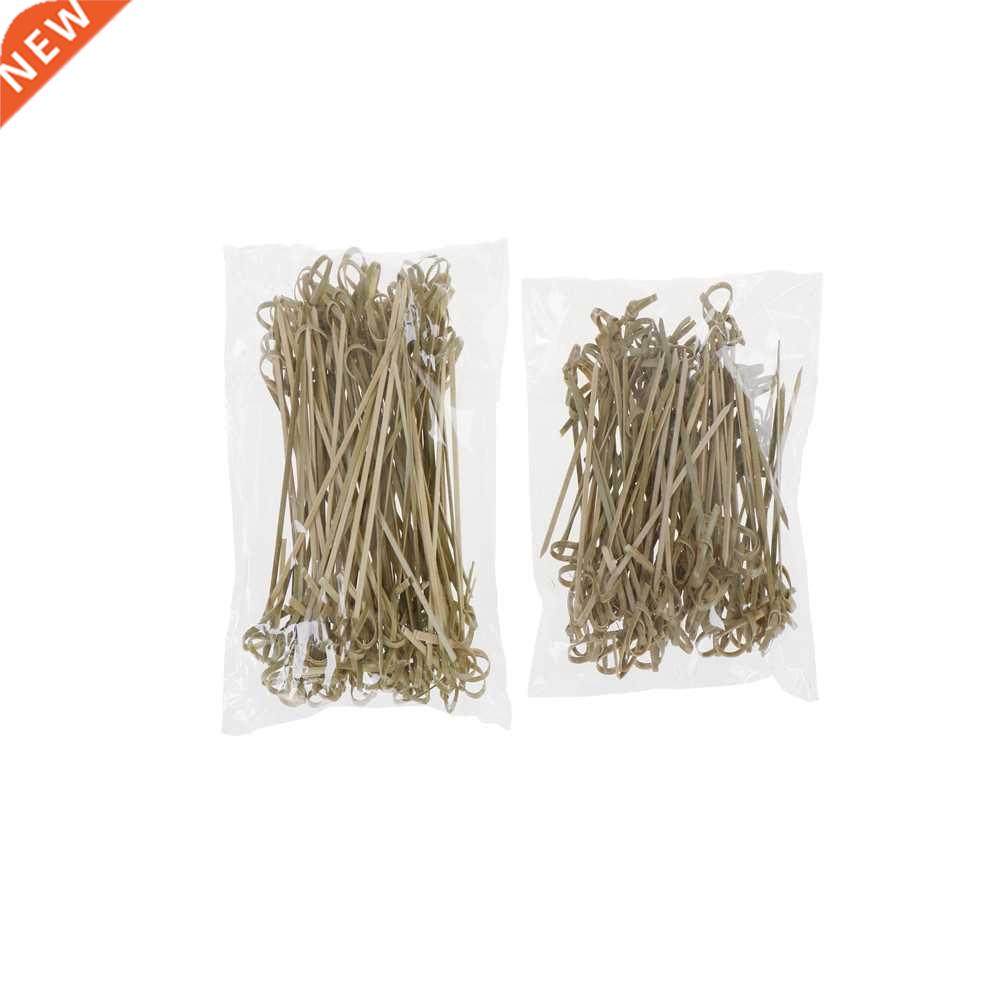 100Pcs Disposable Bamboo Tie Knotted Skewers Twisted Ends Co
