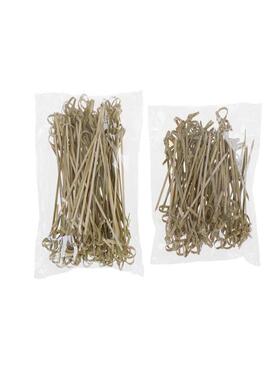 100Pcs Disposable Bamboo Tie Knotted Skewers Twisted Ends Co