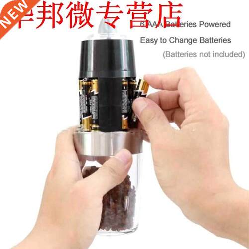 2pcs Electric Pepper Mill Grinder Slt Spice Power Shker w/