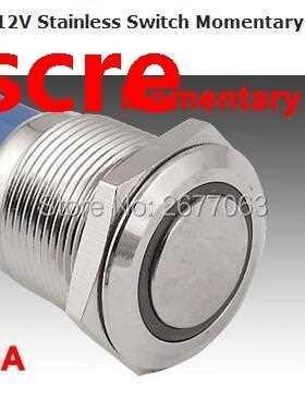 BLUE Led 19mm 12V Stinless Switch Momentry Push Button 5