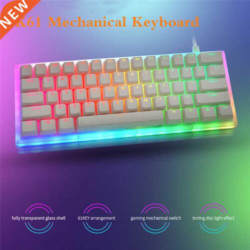 K61 61 Keys Mechanical Gaming Keyboard Gateron Switch Wired