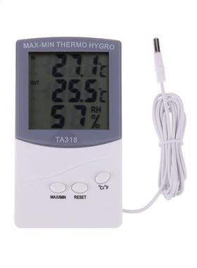 Indoor Thermometer Hygrometer LCD Indoor 1.5m Cable Probe Te