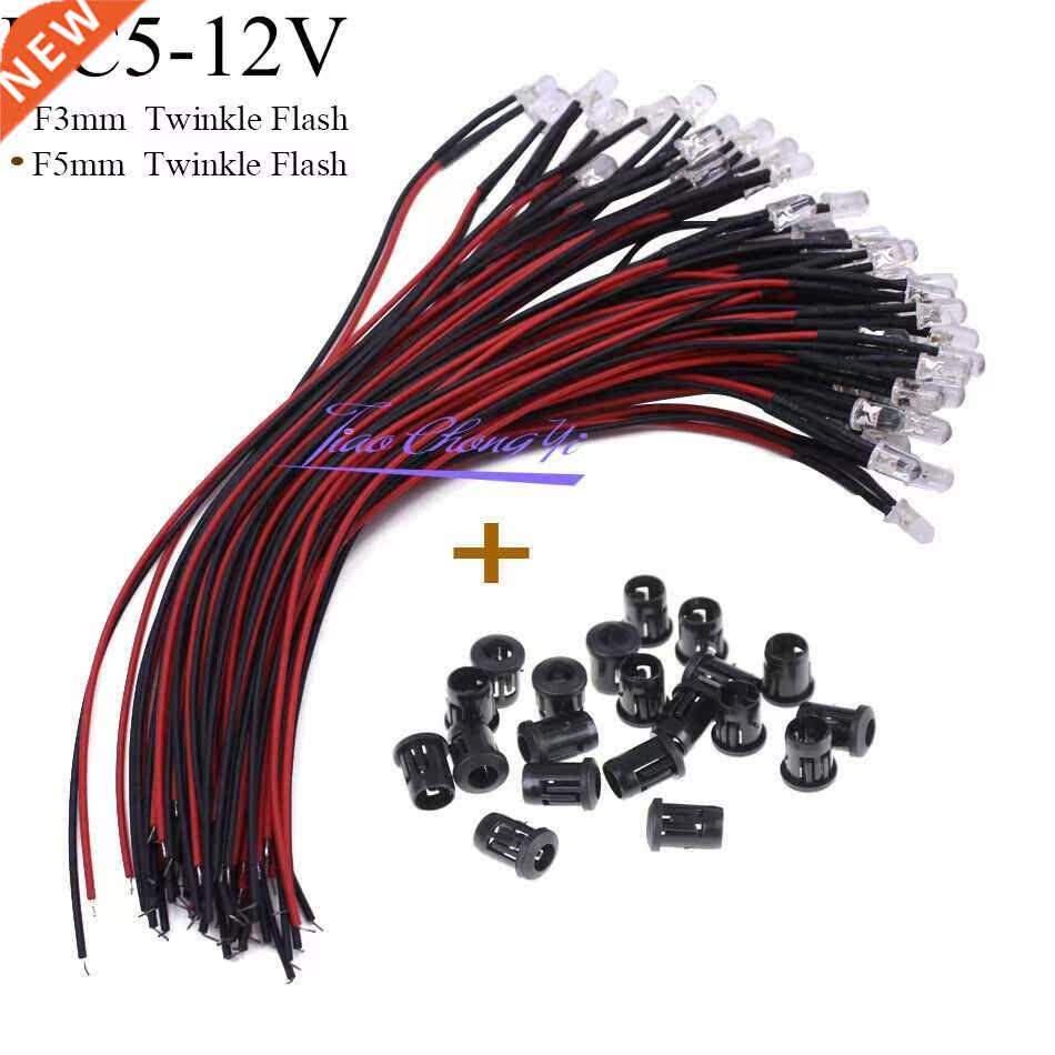 50Pcs Twinkle Flash DC 5-12V Clear m 5mm Flashing LED With