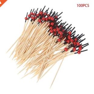 100pcs Beads Bamboo Cocktail Picks Food Sticks Disposable To
