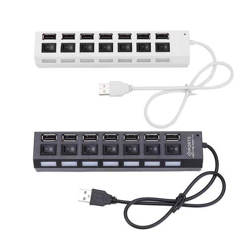 7 Port High Speed HUB USB 2.0 HUB Hub Power On/Off Switch Fo