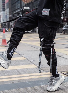 Black Leisure Hip-Hop Men's Pants Streetwear Cotton Jogg