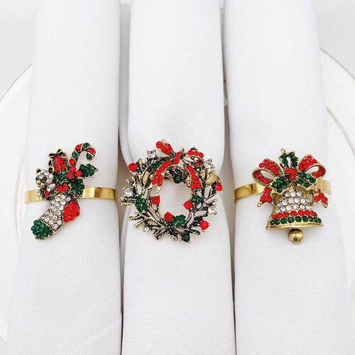 6Pcs Christmas Napkin Ring Hder Xmas Table Decoration Meta