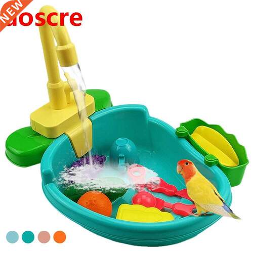Automatic Bird Bath Tub with Faucet Pet Parrots Parakeet Coc