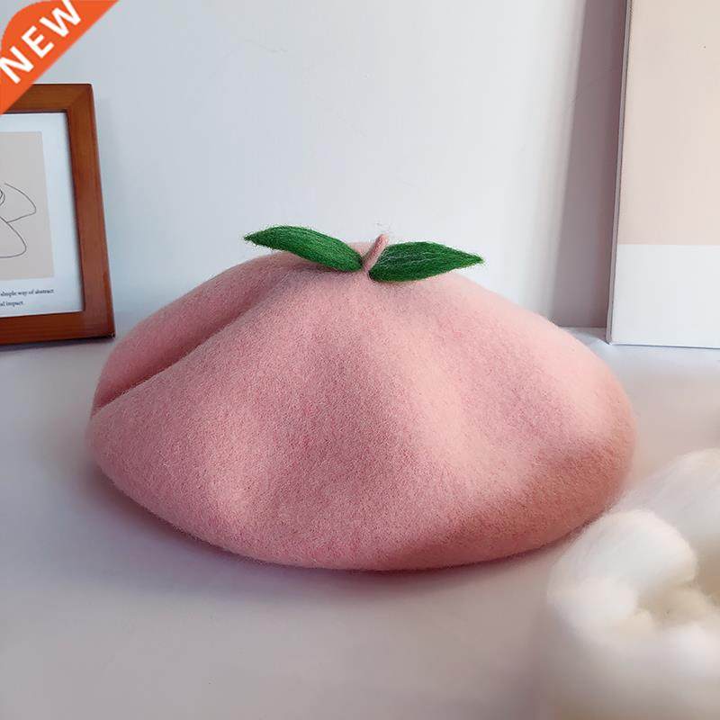 Holiday Peach Cute Fruit Matte Women Girls Handmade Berets F