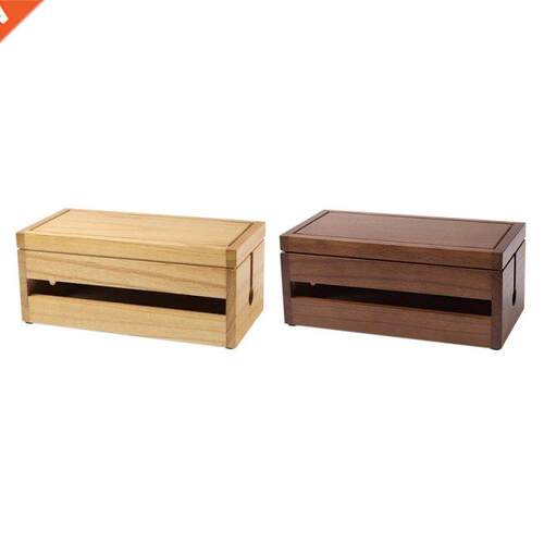 Cord Management Box Wooden - Cable Organizer Hide Power Stri