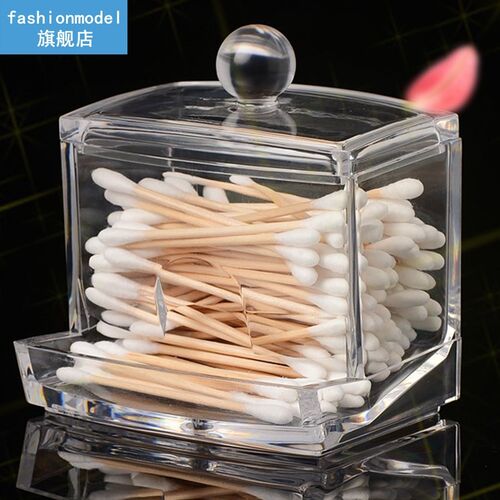 Square Q-Tips Cotton Swabs Holder Transparent Cotton Swabs S