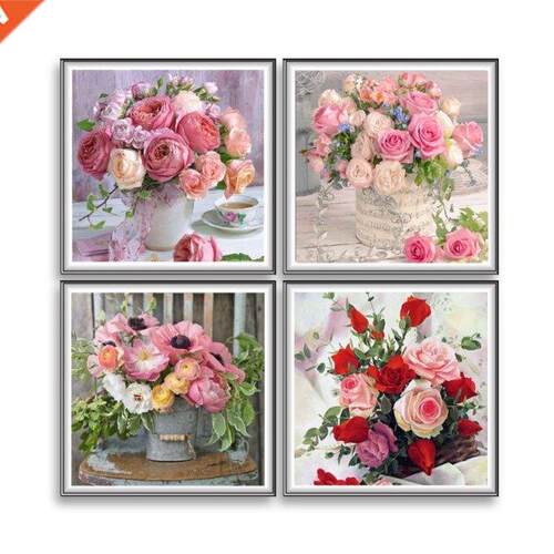 4 Pack Flowers 5D  Diamond Painting Full Drill Rhinestone