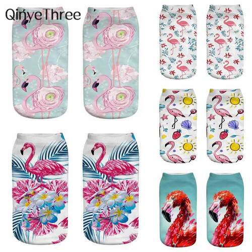 New Cartoon Printing Flamingos Oil Painting Socks Art Funny