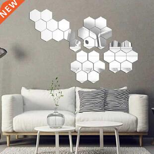 12PCS/Set of D Hexagonal Mirror Wall Stickers Restaurant Ai