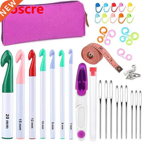 7 Sizes Crochet Hooks Set With Large-Eye Blunt Needles Adju