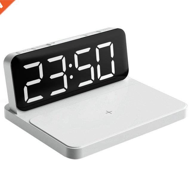 Digital Alarm Clock With 10W Qi Wireless Charging,Large LED