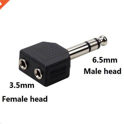 Audio Converter 6.5 male To 3.5 Double Female Socket 6.35 Du
