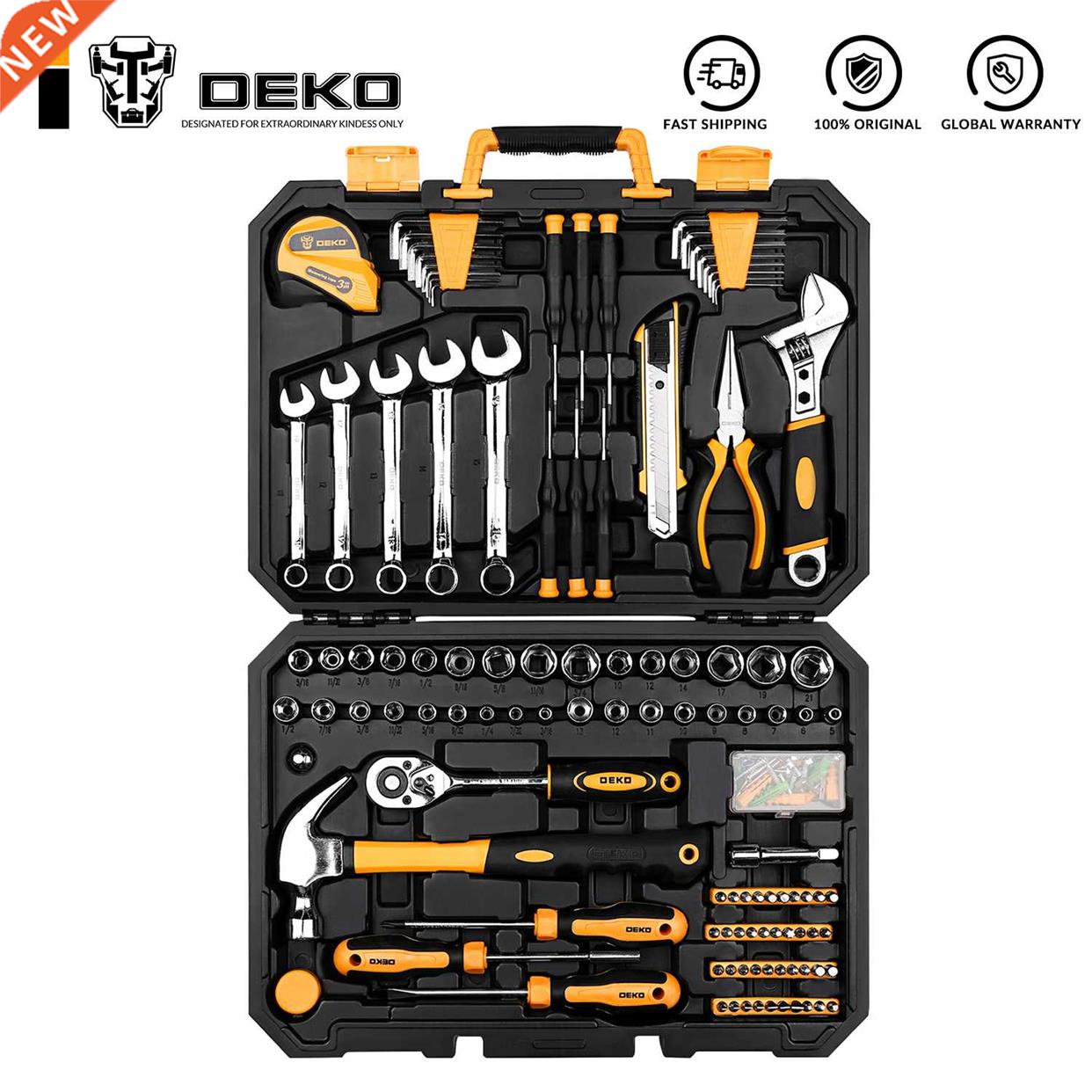 DEKO 158 Pcs Professional Car Repair Tool Set Auto Ratchet