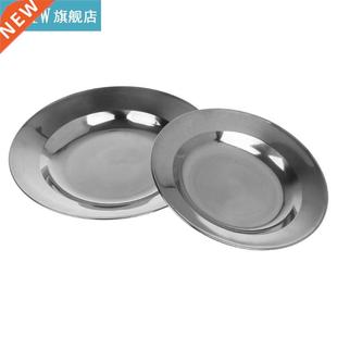 Stainless Steel Round Dinner Plate Dish Tray Food Container