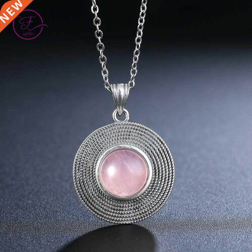 Classic 925 Sterling Silver Necklace 10MM Natural Rose Quart