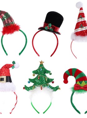 Girls Christmas Headbands Sequins Hairball Santa Christmas T