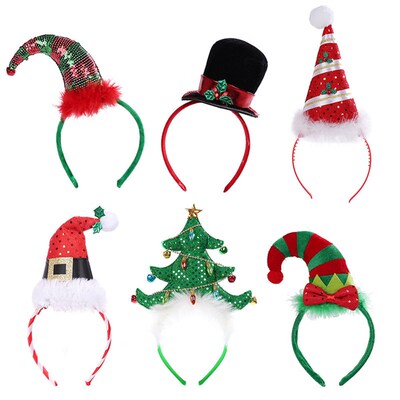Girls Christmas Headbands Sequins Hairball Santa Christmas T