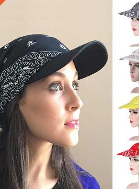 Women Cotton Head Scarf Visor Hat With Wide Brim Sunhat Summ