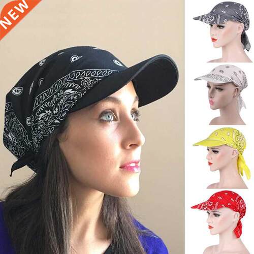Women Cotton Head Scarf Visor Hat With Wide Brim Sunhat Summ