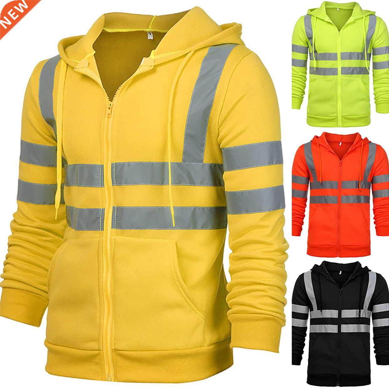 VICABO Men Stripe Patchwork Hooded Jacket Ski Hoodies Refle