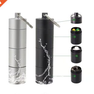Pack of 2 3 Grids Pills Boxes Keychains Aluminum Alloy Backp