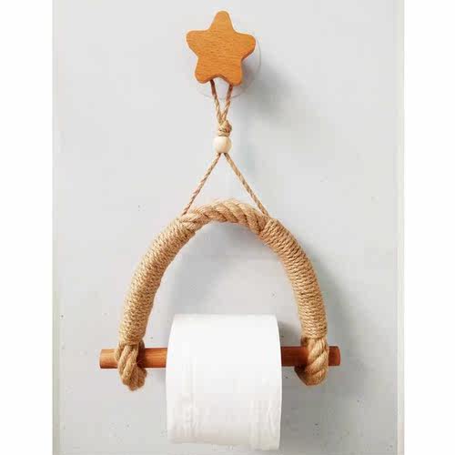 Roll Paper Holder Vintage Star Towel Hanging Rope Wall Mount