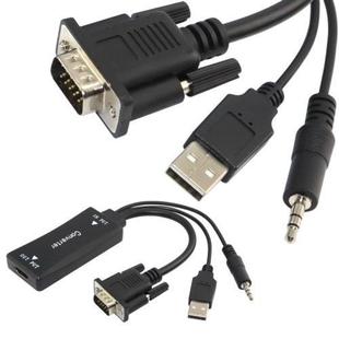 VGA Male to HDMI Female with .5mm Audio USB Plug Cable Conv