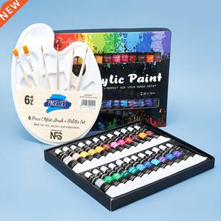 Acrylic Paint Set With Brush 24 Colors 12ml for Fabrics Pain